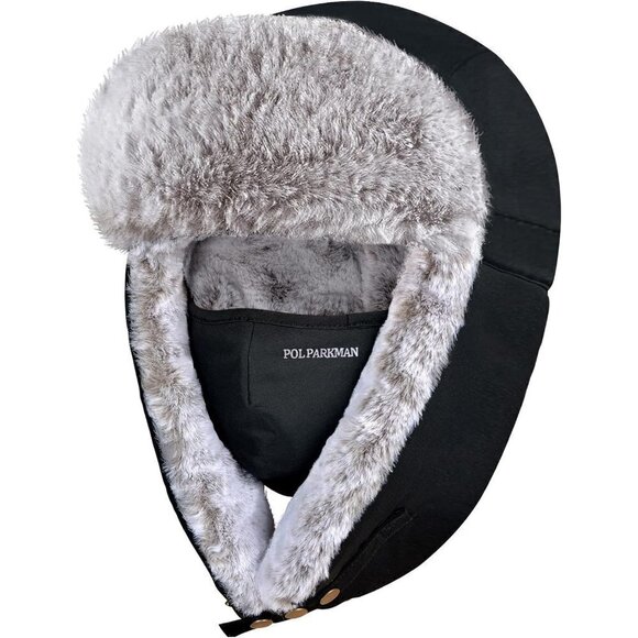 Winter  Trapper Hat for Men Women Cold Trooper Hat for Skiing Hunting Black - Picture 1 of 4